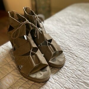 Eileen Fisher Nubuck Wedge Sandals